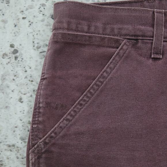 RARE Vintage Carhartt B24 BRG Burgundy Purple Carpenter Shorts 34x7.35 - Picture 8 of 12